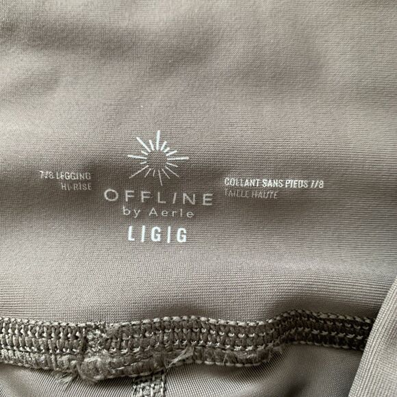 Offline By Aerie Women's Real Me 7/8 High Rise Leggings‎ Size Large Olive Green - Picture 4 of 5